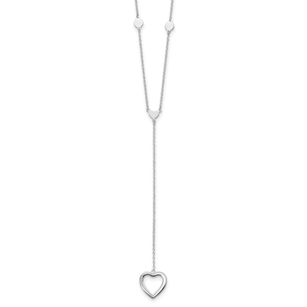 Sterling Silver Rhodium-Plated Hearts W/2In Ext. Y-Necklace