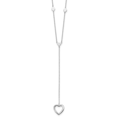 Sterling Silver Rhodium-Plated Hearts W/2In Ext. Y-Necklace