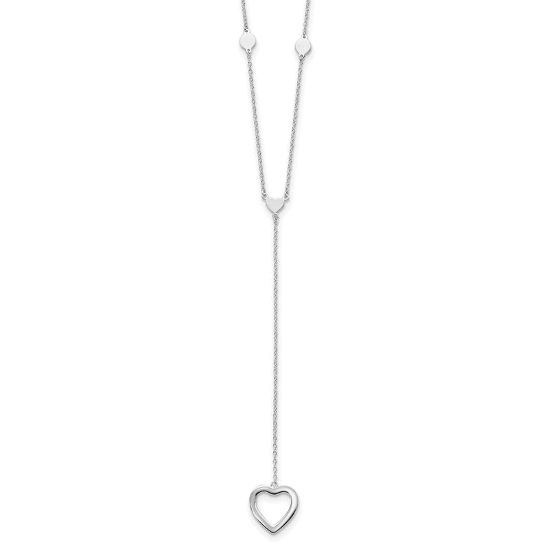 Sterling Silver Rhodium-Plated Hearts W/2In Ext. Y-Necklace
