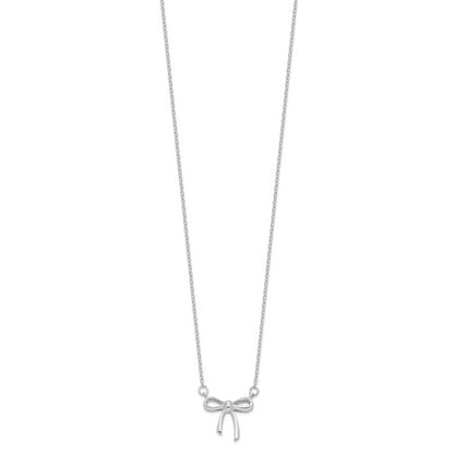 Sterling Silver Rhodium-Plated 18In Bow Necklace
