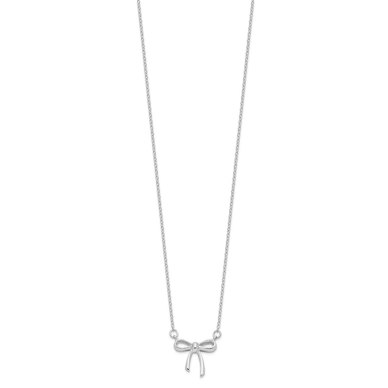 Sterling Silver Rhodium-Plated 18In Bow Necklace