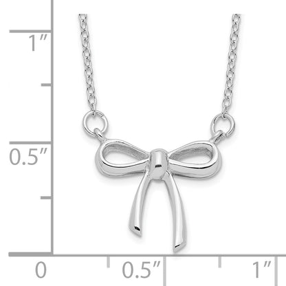 Sterling Silver Rhodium-Plated 18In Bow Necklace