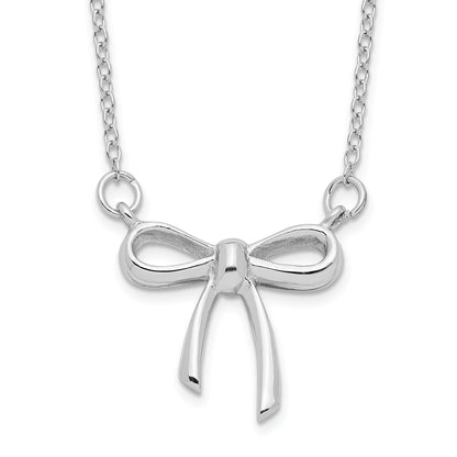 Sterling Silver Rhodium-Plated 18In Bow Necklace