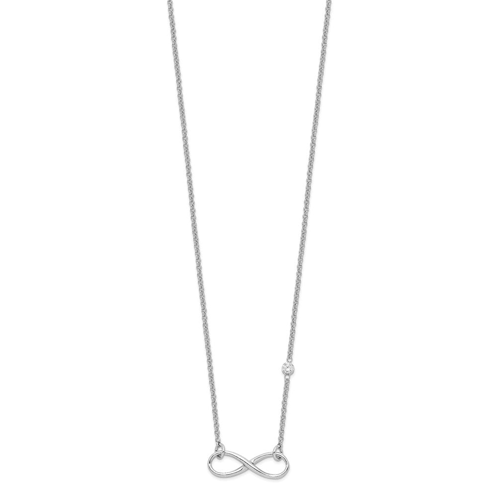 Sterling Silver Rhodium-Plated Cz Infinity Knot Necklace