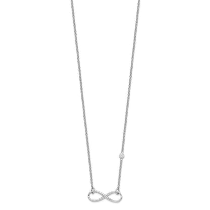 Sterling Silver Rhodium-Plated Cz Infinity Knot Necklace