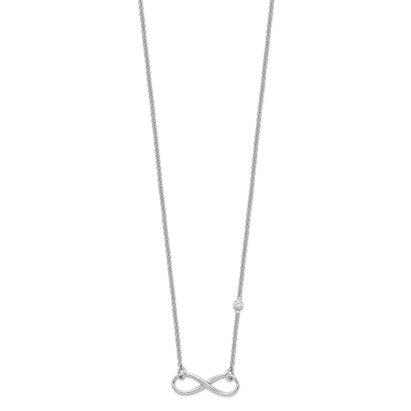 Sterling Silver Rhodium-Plated Cz Infinity Knot Necklace