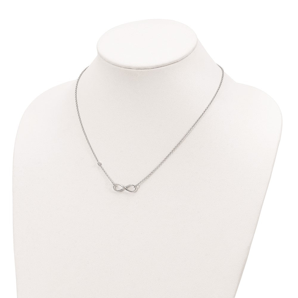 Sterling Silver Rhodium-Plated Cz Infinity Knot Necklace