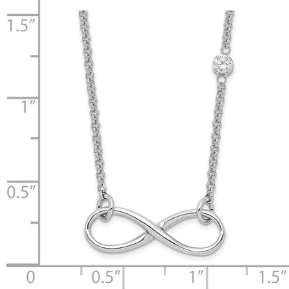 Sterling Silver Rhodium-Plated Cz Infinity Knot Necklace