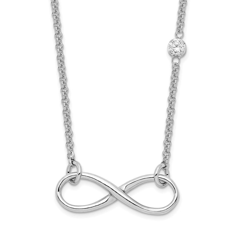Sterling Silver Rhodium-Plated Cz Infinity Knot Necklace
