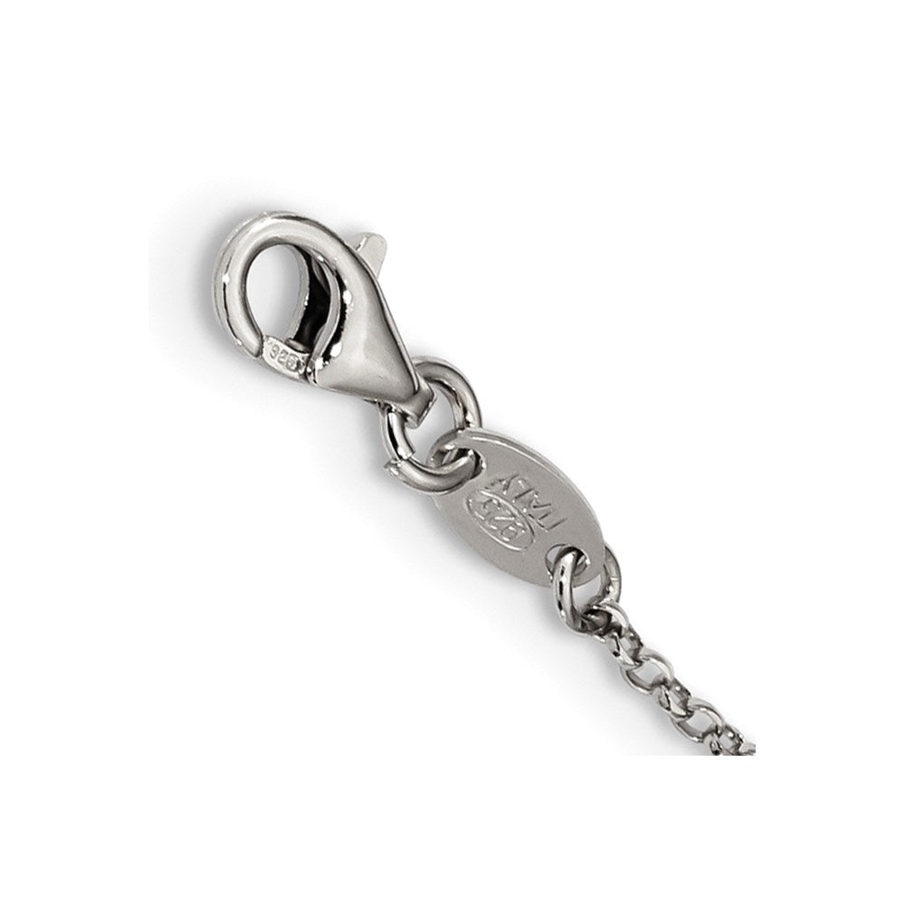 Sterling Silver Polished Cz Peace Necklace