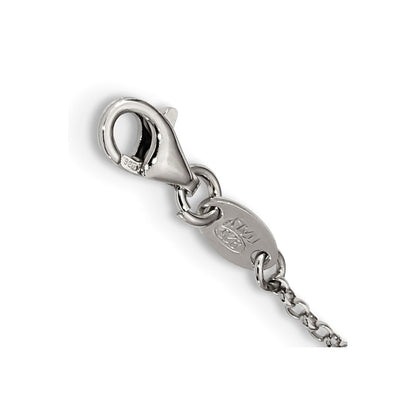 Sterling Silver Polished Cz Peace Necklace