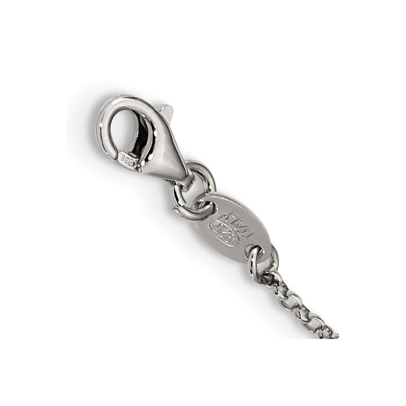 Sterling Silver Polished Cz Peace Necklace
