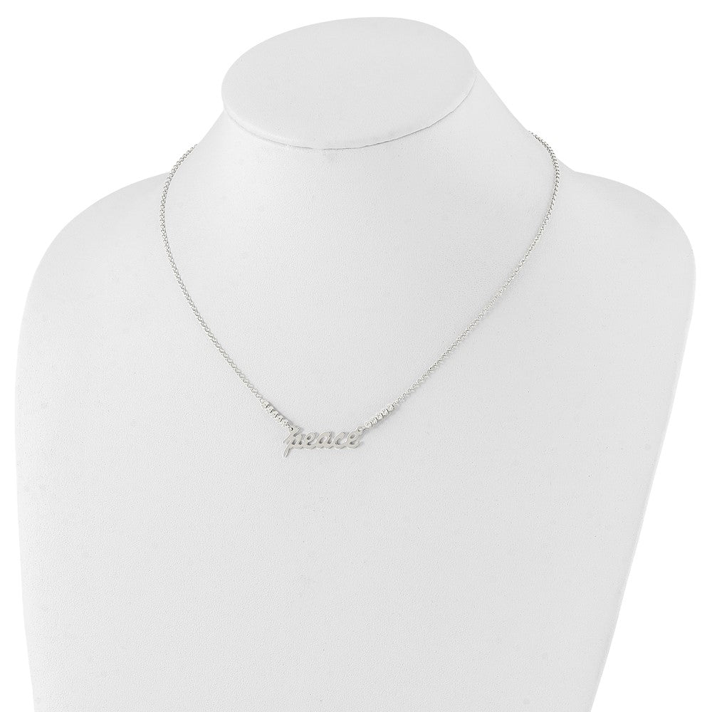 Sterling Silver Polished Cz Peace Necklace