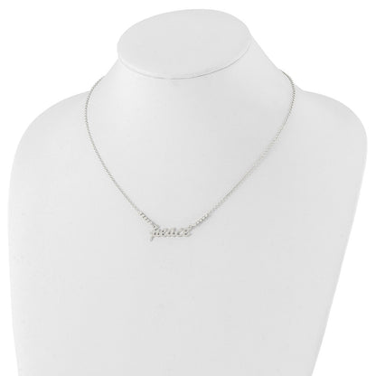 Sterling Silver Polished Cz Peace Necklace