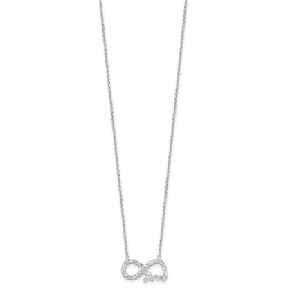 Sterling Silver Rhodium-Plated Cz Infinity Love Necklace