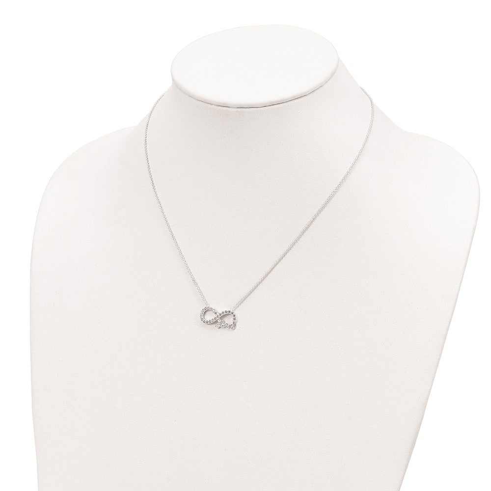 Sterling Silver Rhodium-Plated Cz Infinity Love Necklace