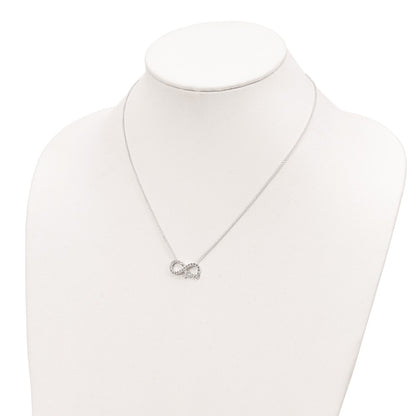 Sterling Silver Rhodium-Plated Cz Infinity Love Necklace