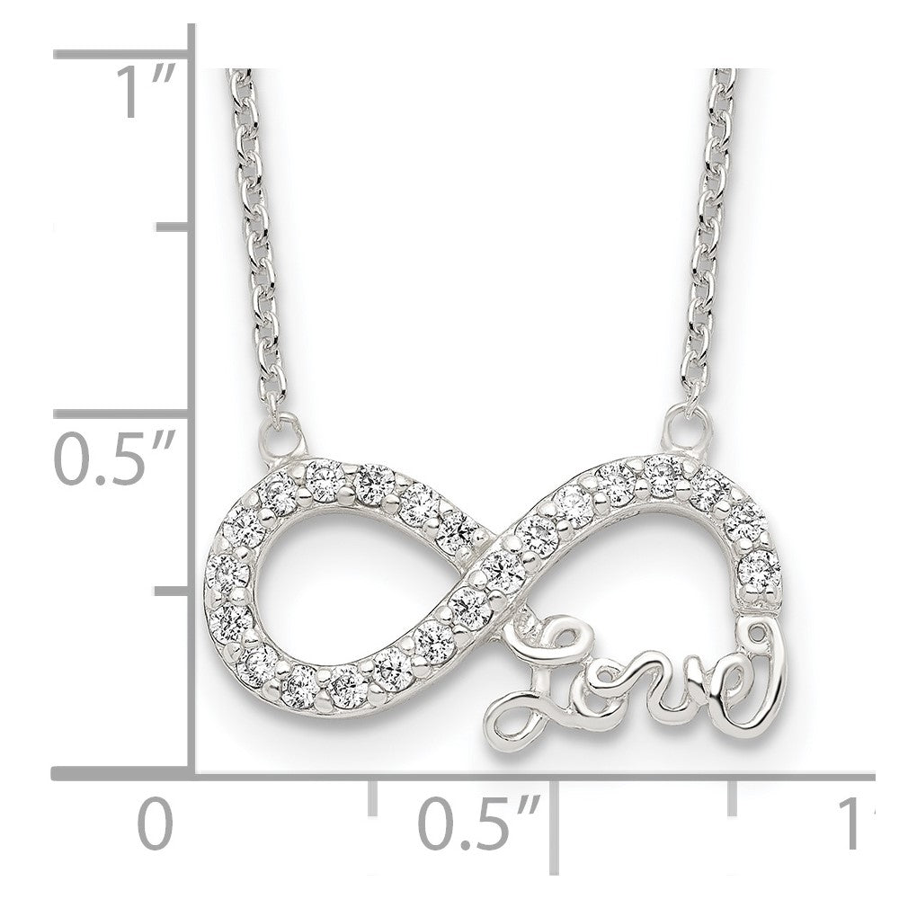 Sterling Silver Rhodium-Plated Cz Infinity Love Necklace