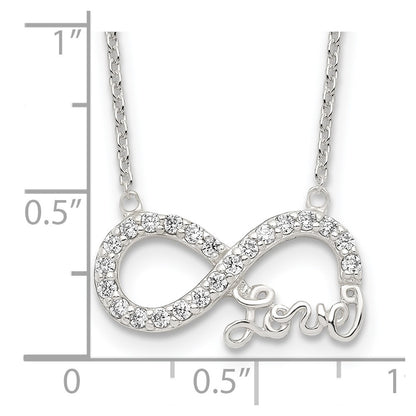 Sterling Silver Rhodium-Plated Cz Infinity Love Necklace