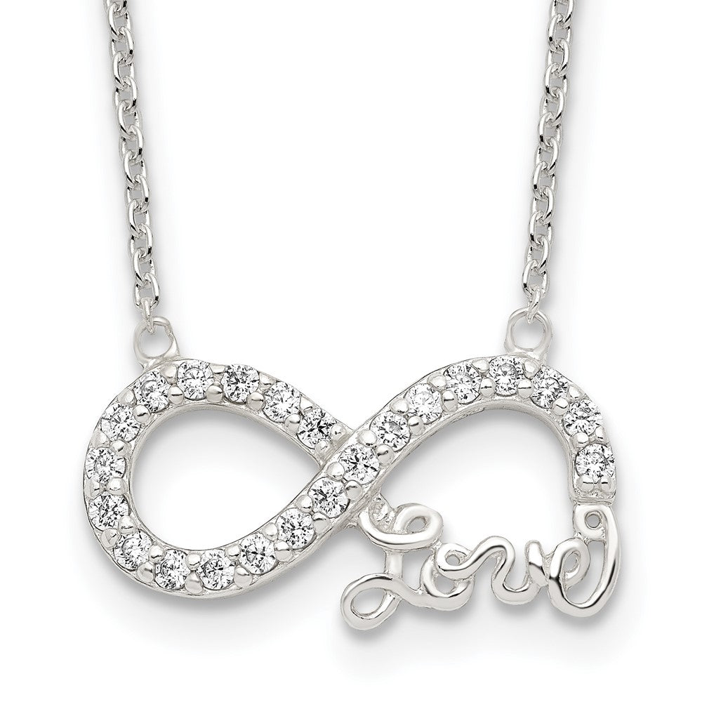 Sterling Silver Rhodium-Plated Cz Infinity Love Necklace
