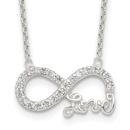 Sterling Silver Rhodium-Plated Cz Infinity Love Necklace