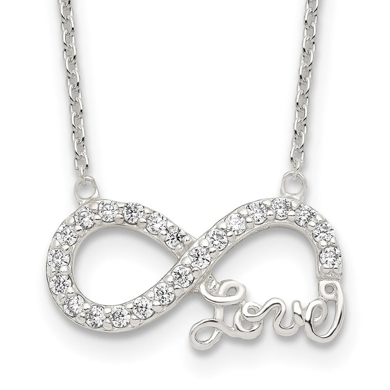 Sterling Silver Rhodium-Plated Cz Infinity Love Necklace
