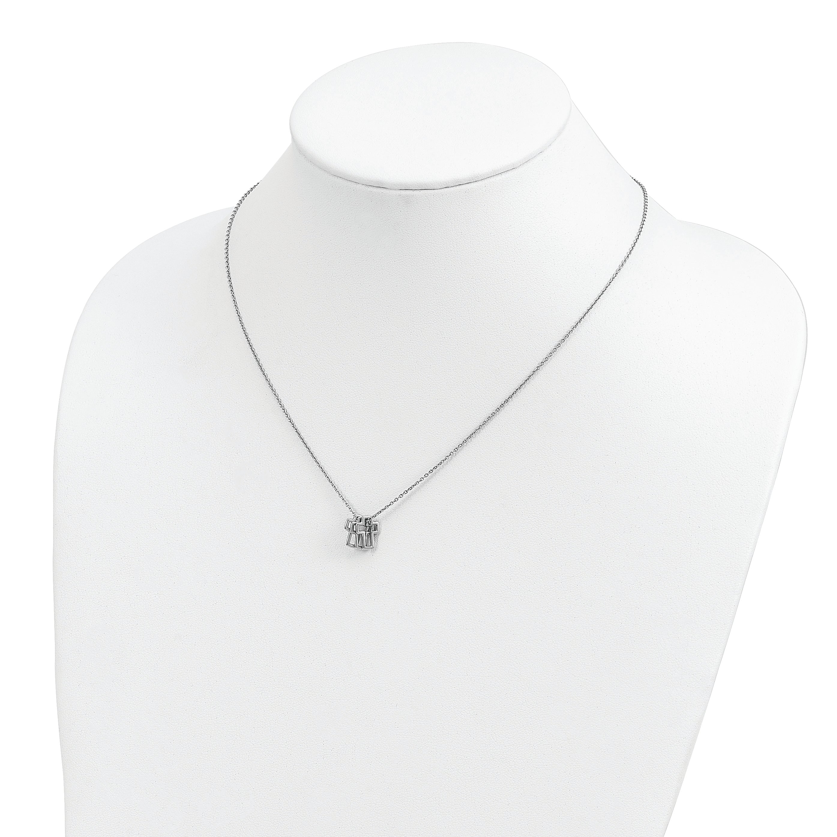 Sterling Silver Rhodium-Plated 18In 3-Cross Necklace