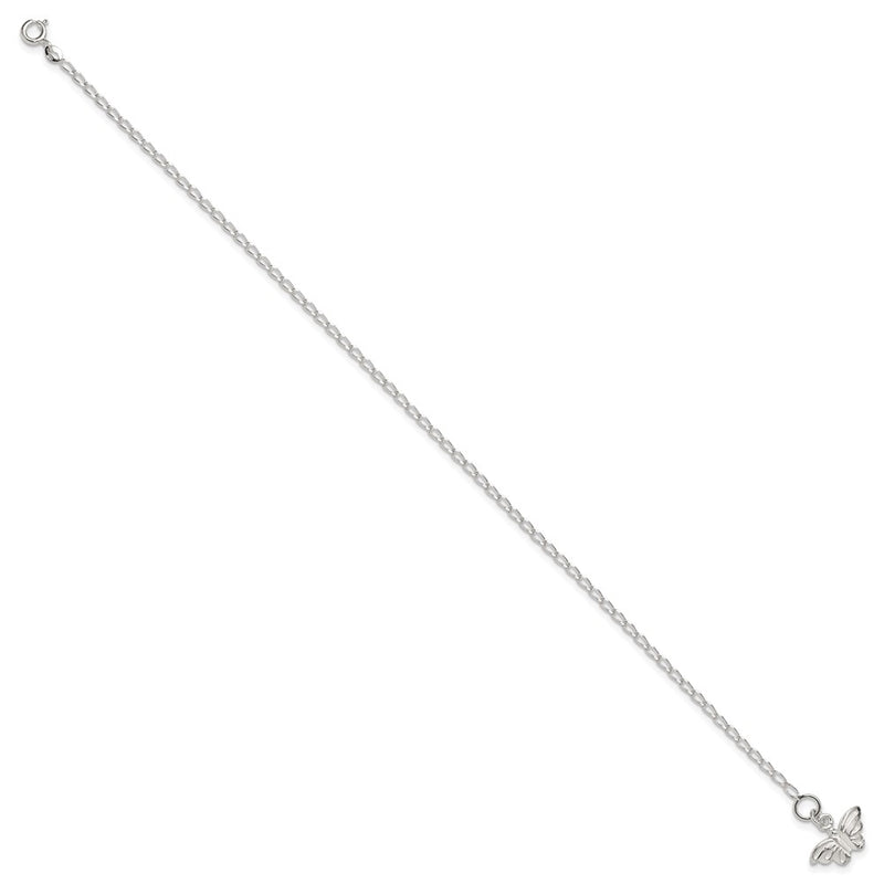 Sterling Silver 10Inch Solid Polished Butterfly Anklet