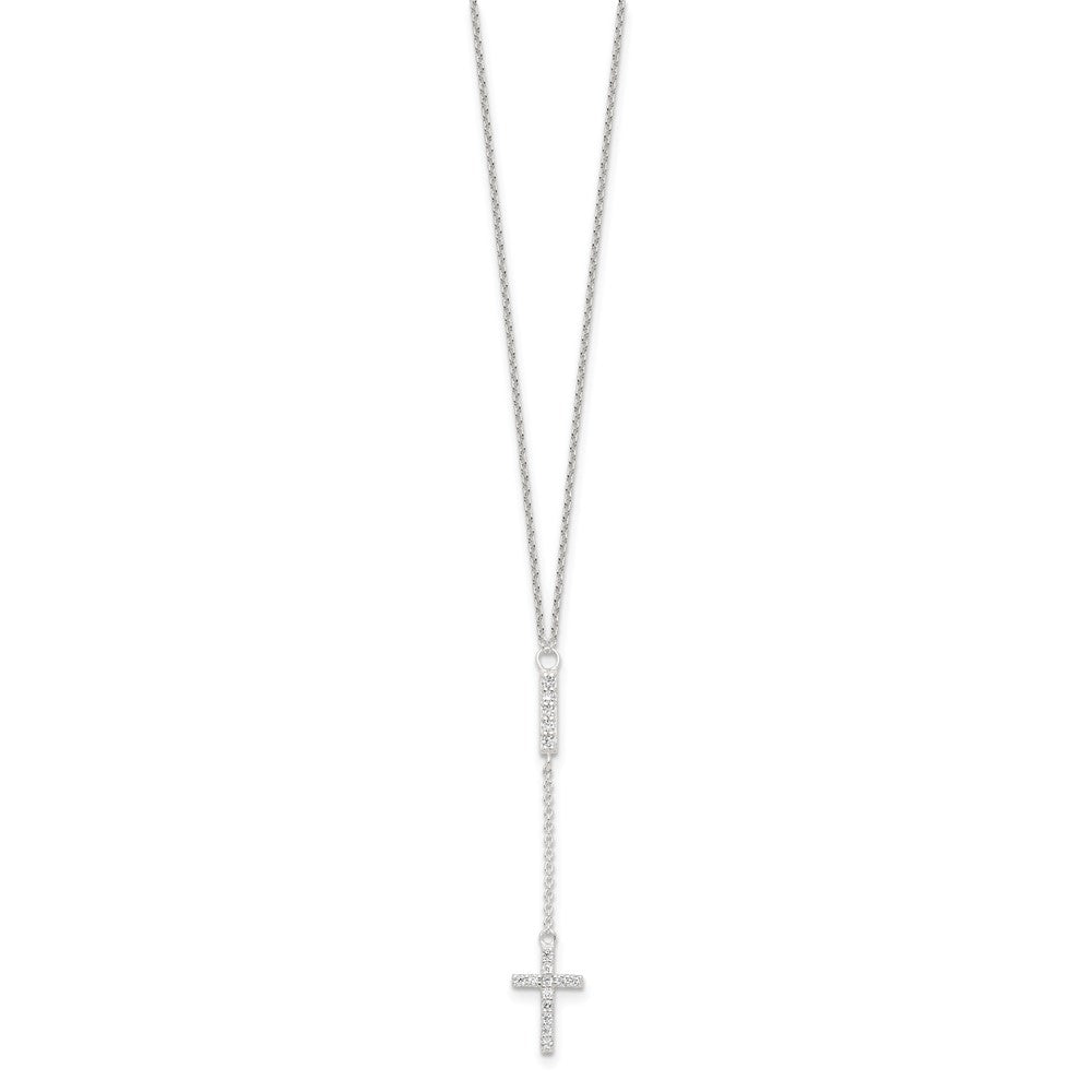 Sterling Silver Cz 16In Cross Necklace