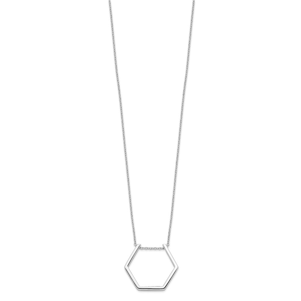Sterling Silver Rhodium-Plated Hexagon Necklace