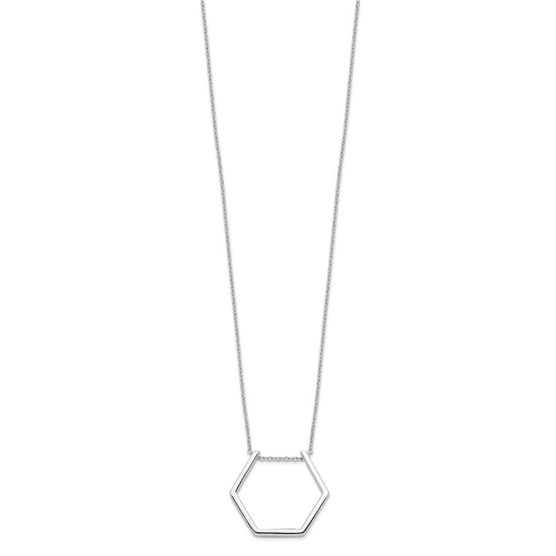 Sterling Silver Rhodium-Plated Hexagon Necklace