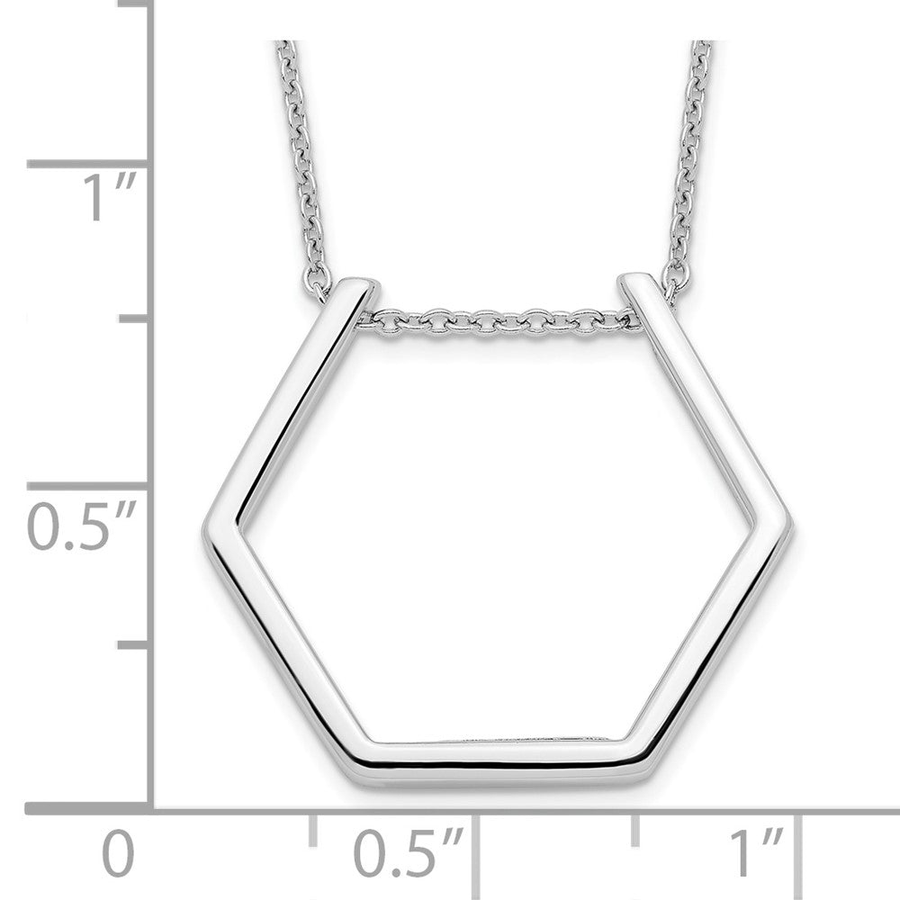 Sterling Silver Rhodium-Plated Hexagon Necklace