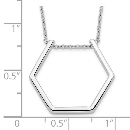 Sterling Silver Rhodium-Plated Hexagon Necklace