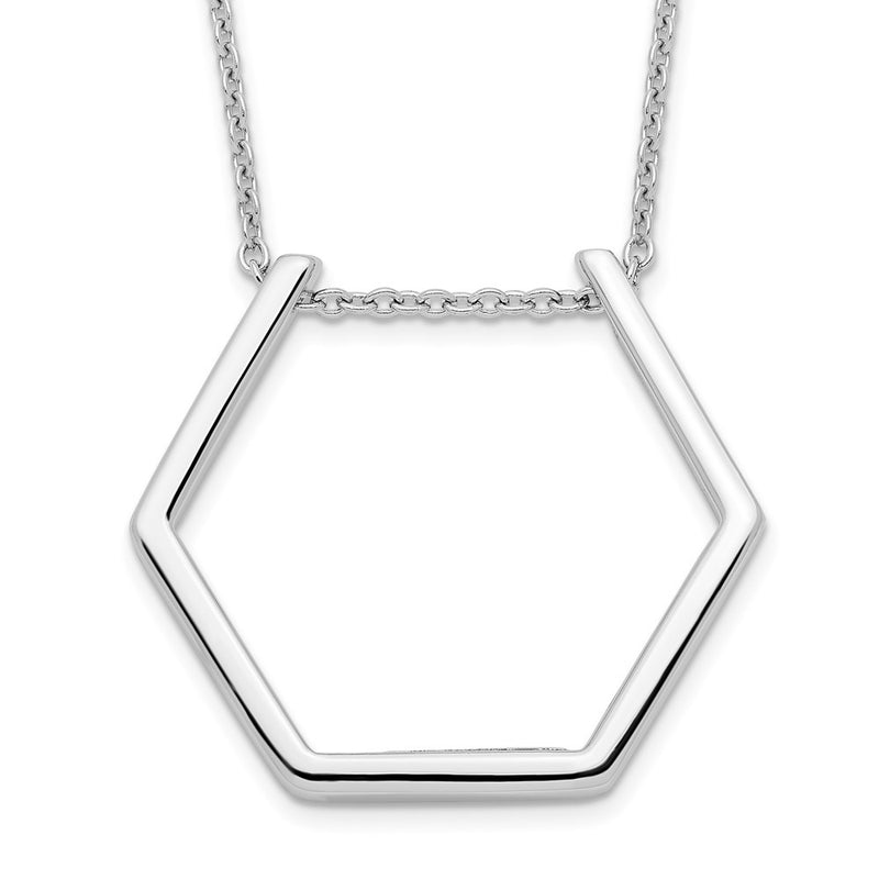Sterling Silver Rhodium-Plated Hexagon Necklace