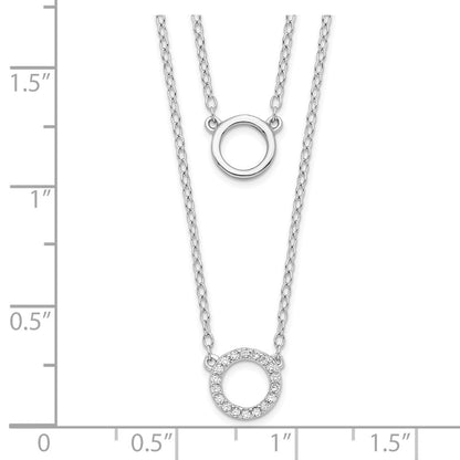 Sterling Silver Rhodium-Plated Cz Circles 16In W/2In Ext Necklace