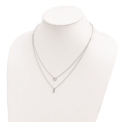 Sterling Silver Rhodium-Plated Cz 2-Strand Necklace