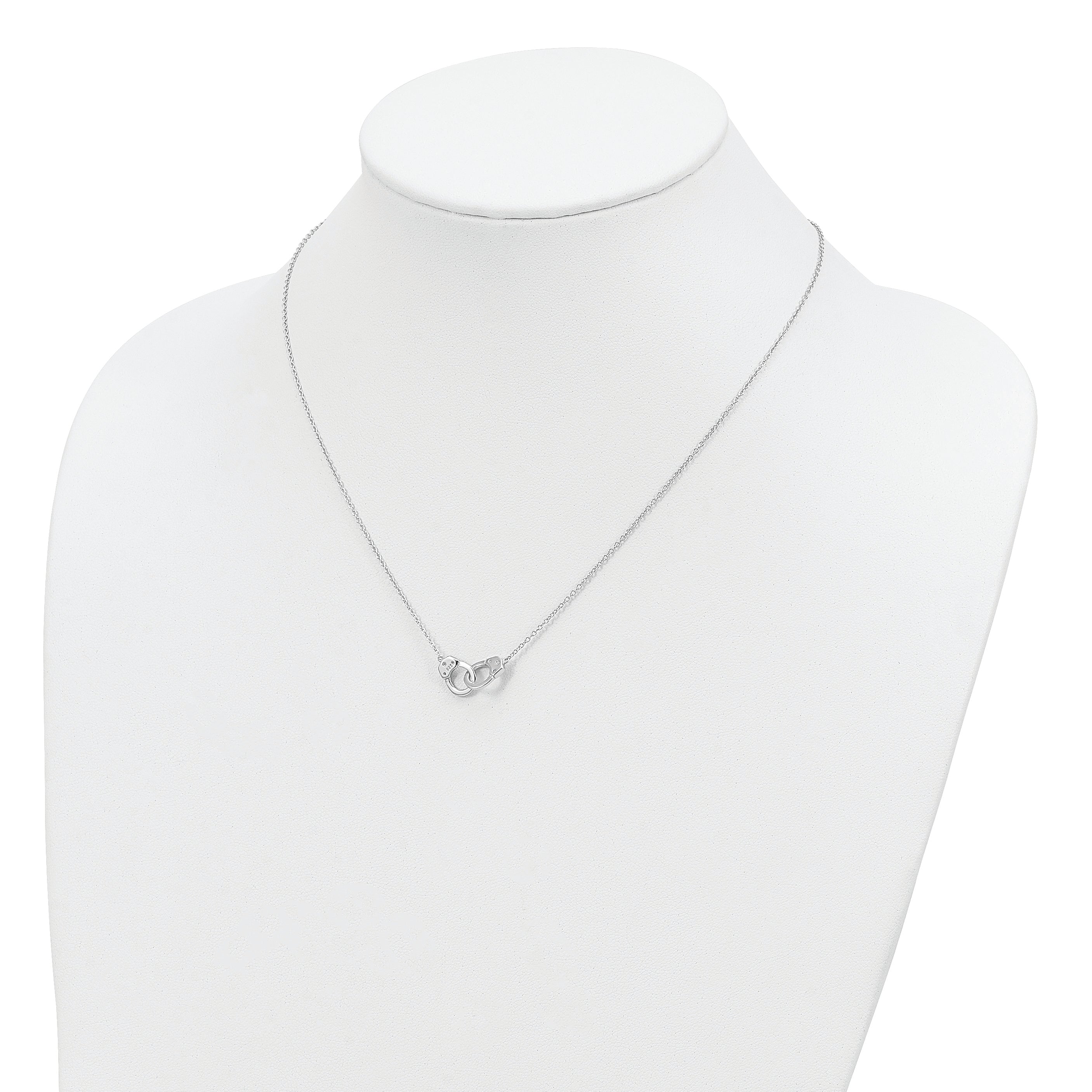 Sterling Silver Rhodium-Plated Handcuff Necklace