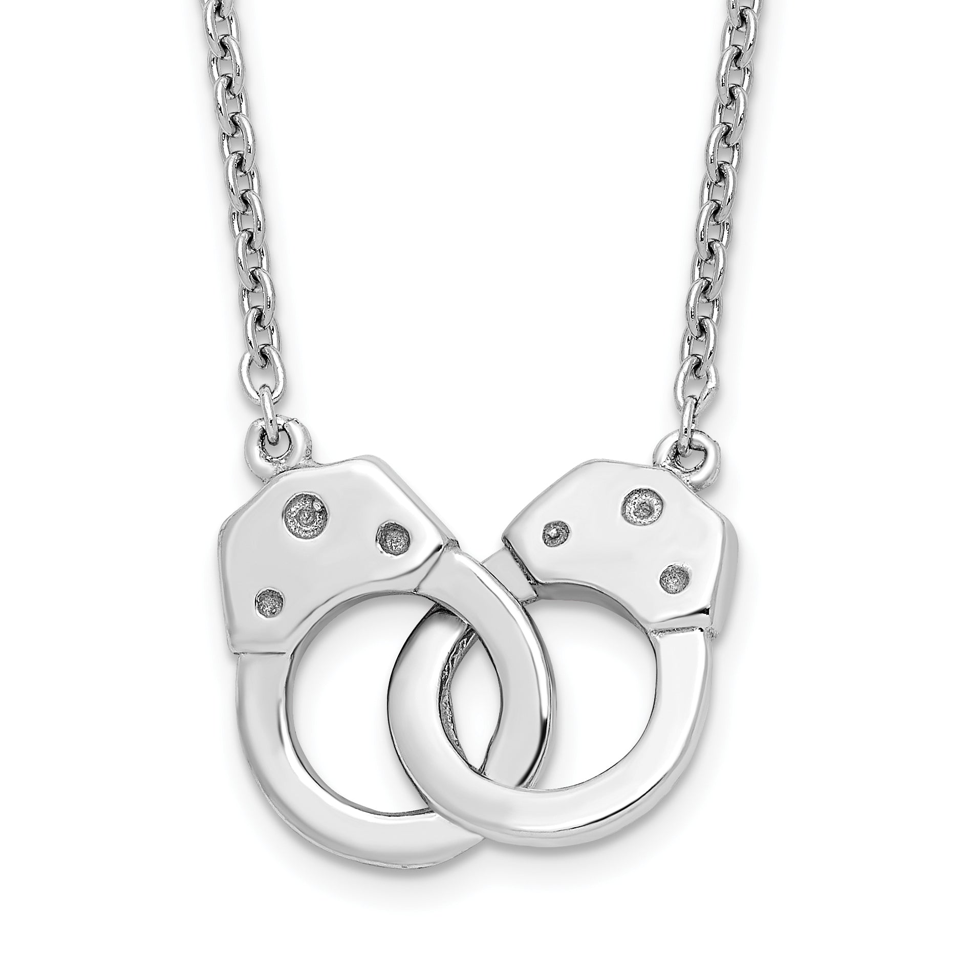 Sterling Silver Rhodium-Plated Handcuff Necklace