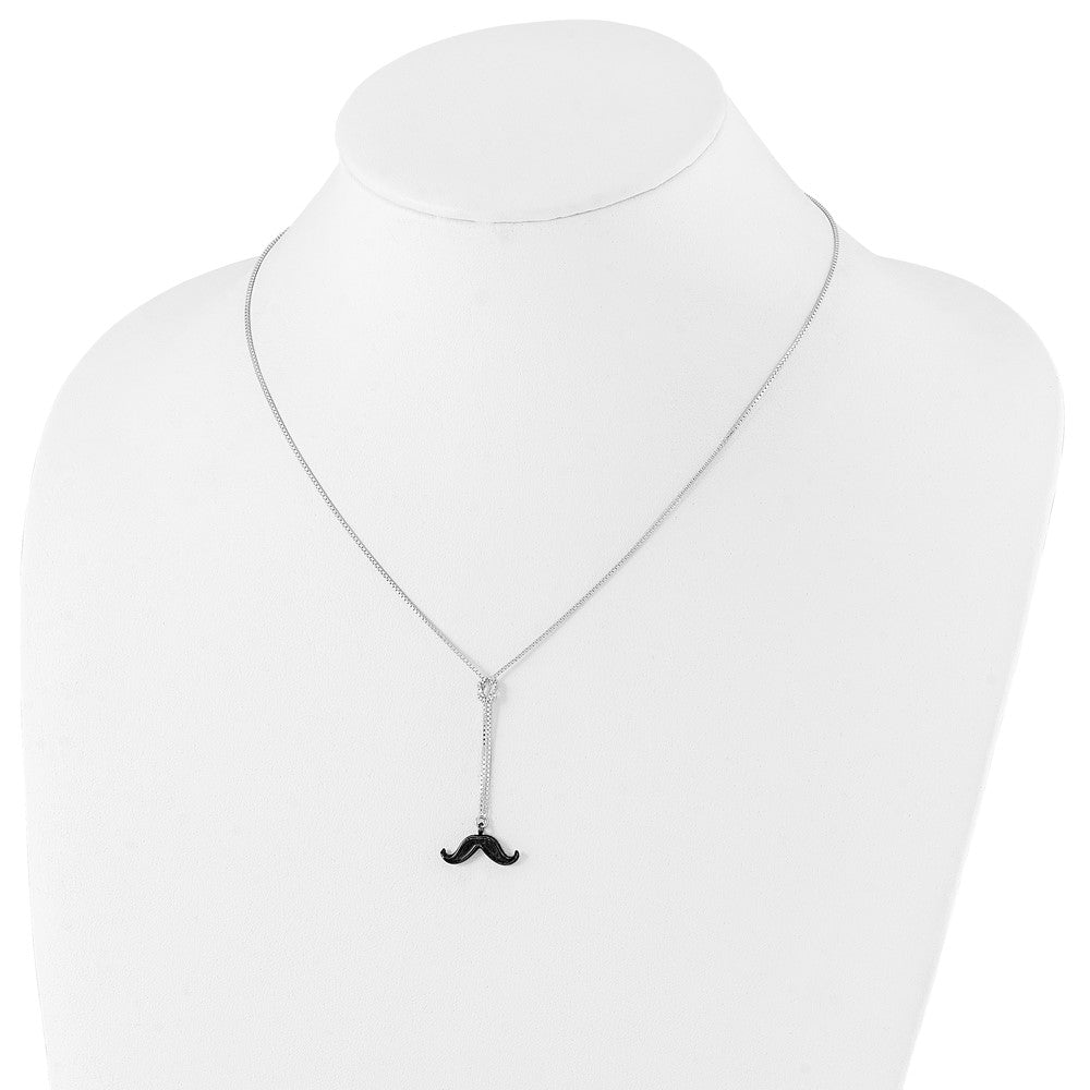 Sterling Silver & Ruthenium-Plated Mustache Drop Necklace