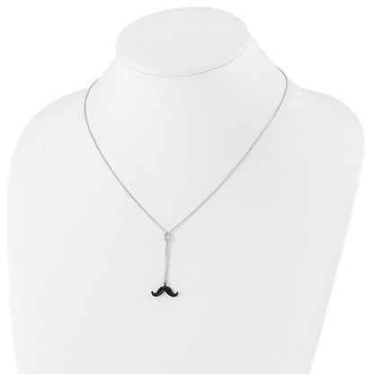 Sterling Silver & Ruthenium-Plated Mustache Drop Necklace