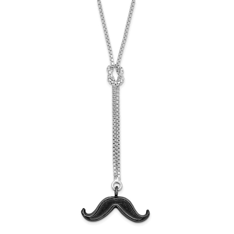 Sterling Silver & Ruthenium-Plated Mustache Drop Necklace
