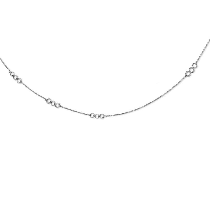 Sterling Silver Rhodium-Plated Diamond-Cut Circles Necklace