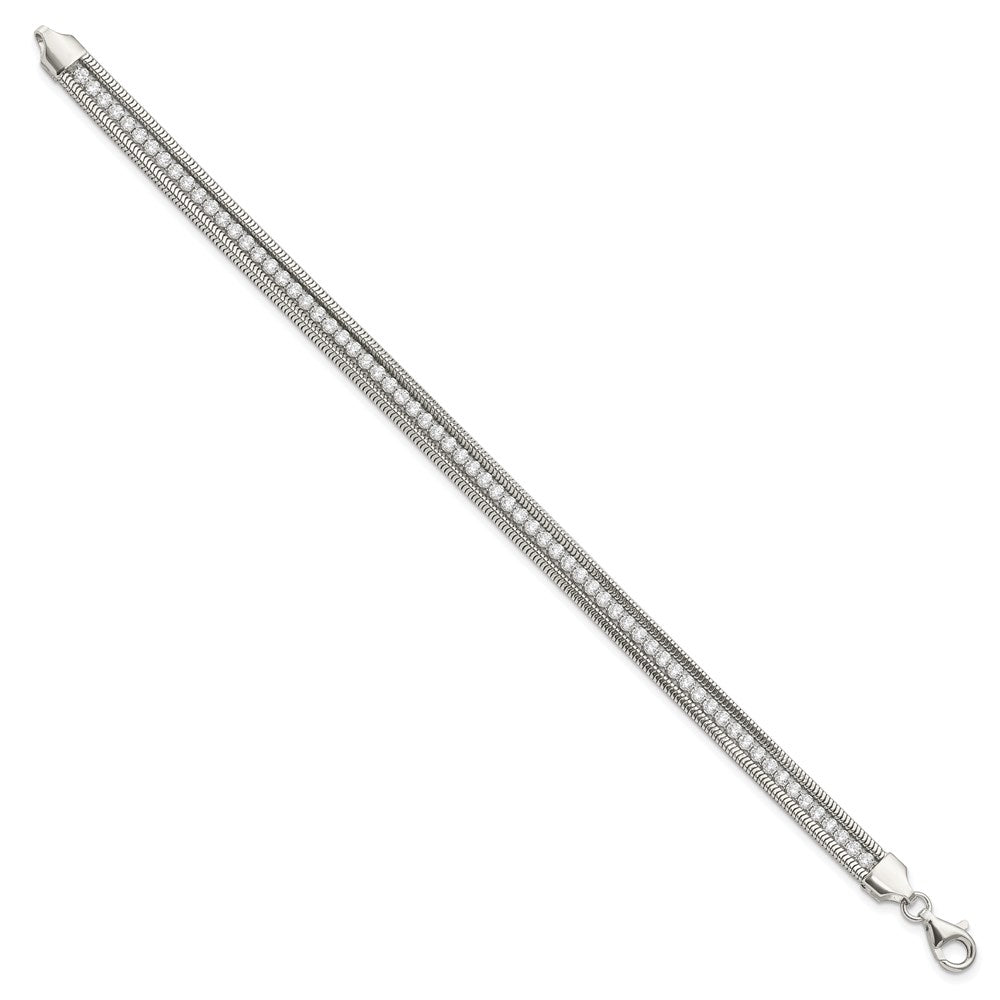 7.5 Inch Sterling Silver Cz Polished Bracelet