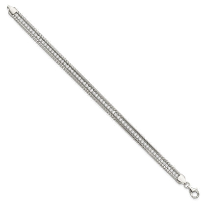 7.5 Inch Sterling Silver Cz Polished Bracelet