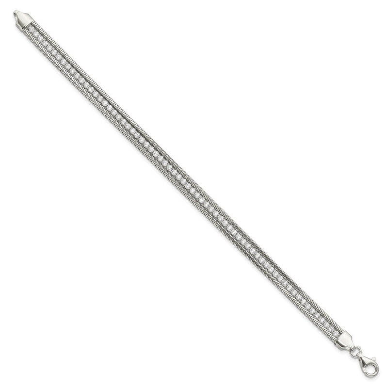 7.5 Inch Sterling Silver Cz Polished Bracelet