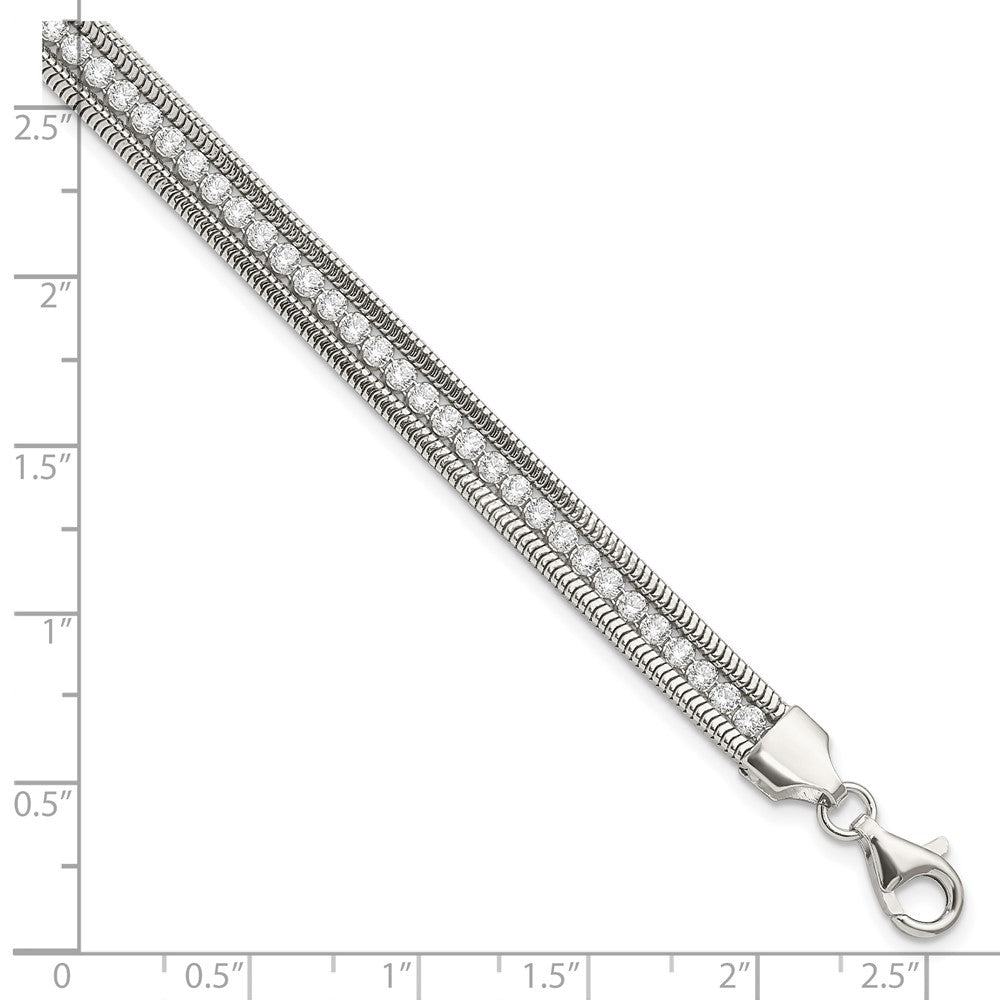 7.5 Inch Sterling Silver Cz Polished Bracelet