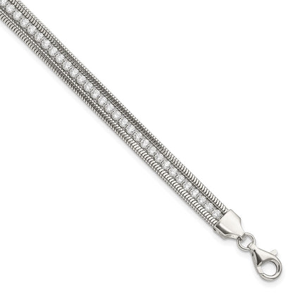 7.5 Inch Sterling Silver Cz Polished Bracelet