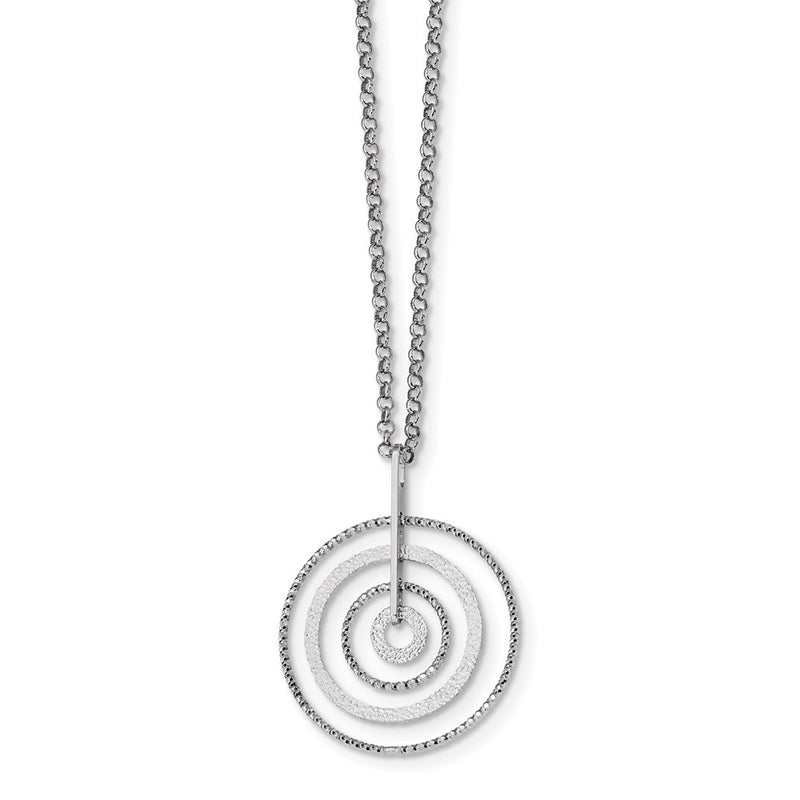 Sterling Silver Rhodium-Plated D/C Circles W/2In Ext. Necklace