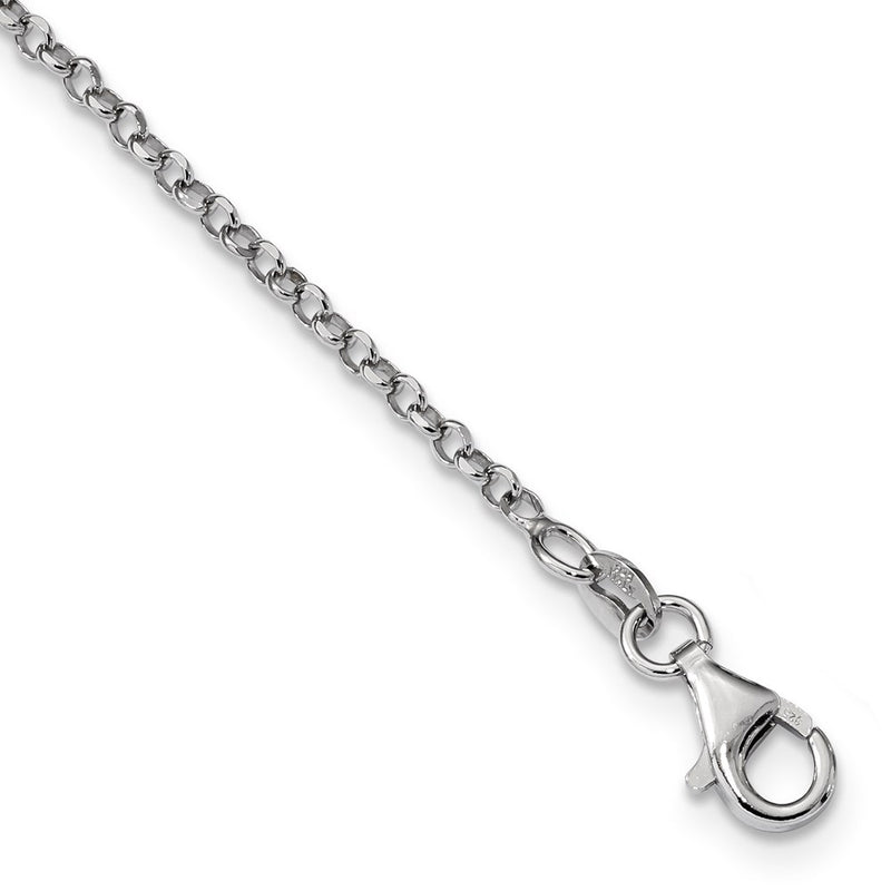 Sterling Silver Rhodium-Plated Polished 4 Curved Dangles Necklace