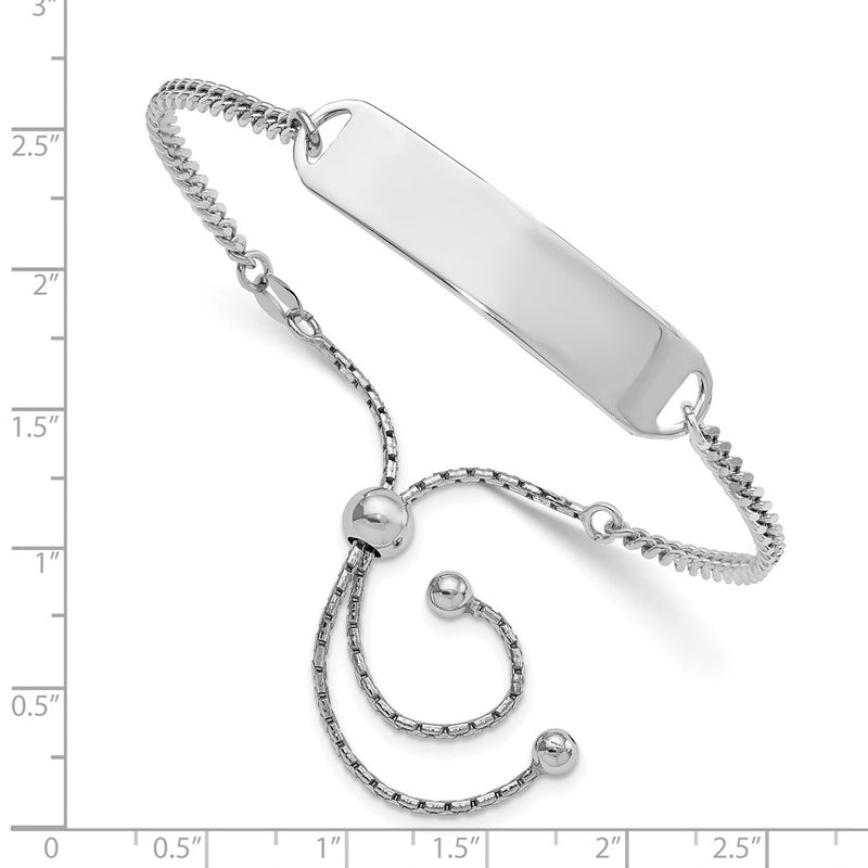 10 Inch Sterling Silver Rhodium-Plated Id Adjustable 6In To 10In Bracelet
